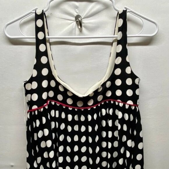 GNW Fit & Flare Dress Women's Size 4 Black White Pink Polka Dot Lightweight EUC - Picture 4 of 8
